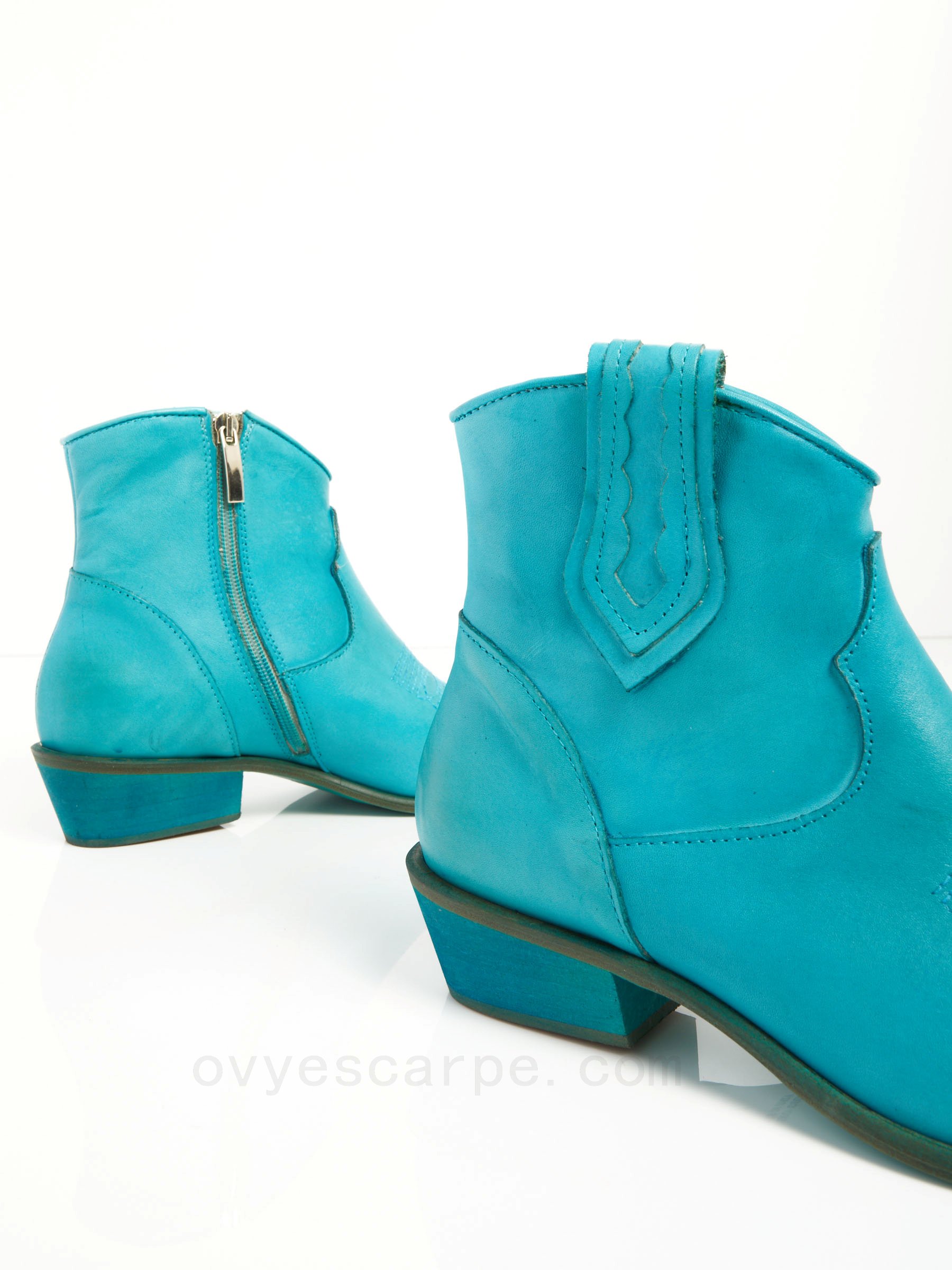 ovye online Leather Cowboy Ankle Boots F08161027-0497